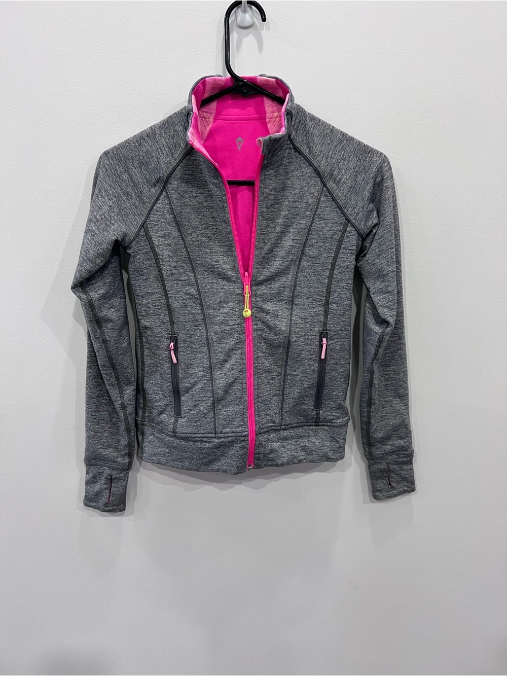 Ivivva by Lululemon Reversible Jacket Girls Size 10 Gray Pink Athletic Full Zip